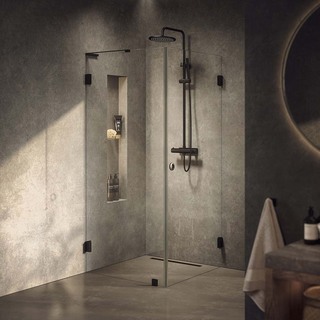 Duschhörn Combi Lynx Klarglas 80X90 Cm Svart