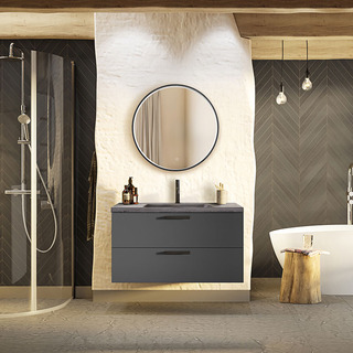 Spegel Rund Med Belysning Sken 70 Cm Svart