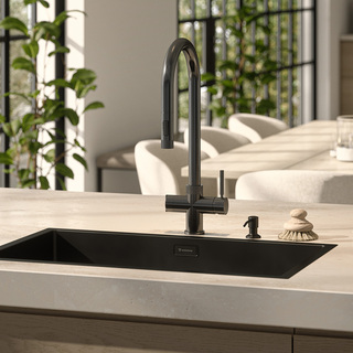 Köksblandare Zenit Xl Utdragbar Pip & Diskmaskinsavstängning Borstad Svartkrom