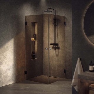 Duschhörn Lynx Bronstonat Glas 100X100 Cm Svart