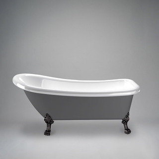 Tassbadkar Sofia 153 Cm Grå/Vit Med Svarta Tassar