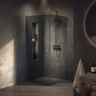 Duschhörn Lynx Sotat Glas 90X100 Cm Mässing