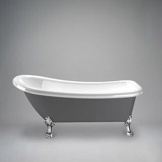 Tassbadkar Sofia 153 Cm Grå/Vit Med Kromade Tassar