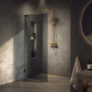 Duschvägg Lynx Sotat Glas 100 Cm Mässing