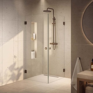 Duschhörn Lynx Klarglas 90X100 Cm Borstad Brons