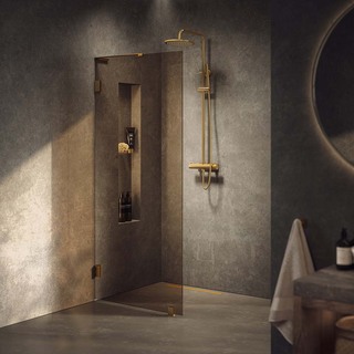 Duschvägg Lynx Bronstonat Glas 100 Cm Borstad Mässing
