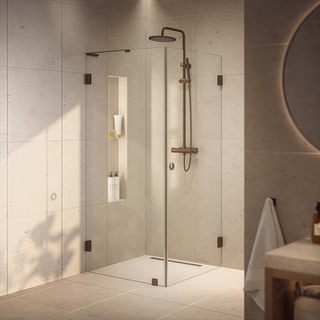 Duschhörn Combi Lynx Klarglas 80X90 Cm Borstad Brons