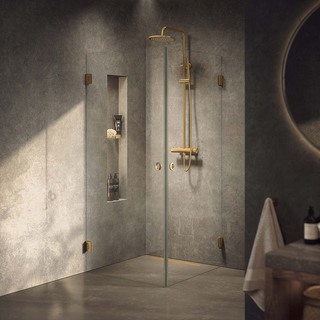 Duschhörn Lynx Klarglas 80X90 Cm Mässing