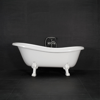 Tassbadkar Victoria 167 Cm Vitt Med Vita Tassar