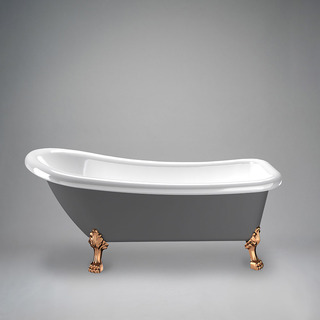 Tassbadkar Sofia 153 Cm Grå/Vit Med Mässing Tassar