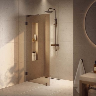 Duschvägg Lynx Bronstonat Glas 80 Cm Borstad Brons