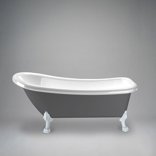 Tassbadkar Sofia 153 Cm Grå/Vit Med Vita Tassar