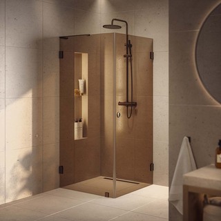Duschhörn Combi Lynx Bronstonat Glas 80X100 Cm Borstad Brons