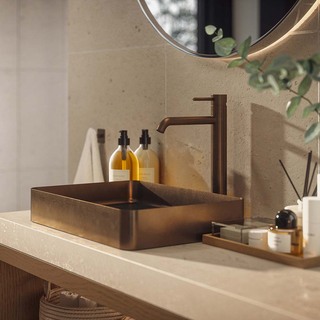 Tvättställsblandare Corax Hög Borstad Brons