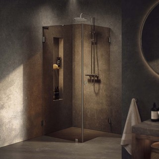 Duschhörn Combi Lynx Bronstonat Glas 90X90 Cm Krom