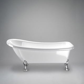 Tassbadkar Sofia 153 Cm Vit Med Kromade Tassar