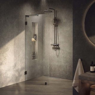 Duschvägg Lynx Klarglas 100 Cm Borstad Brons