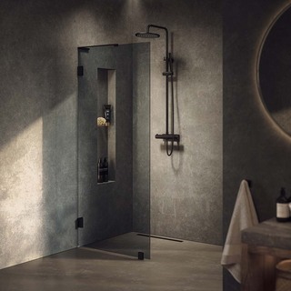 Duschvägg Lynx Sotat Glas 90 Cm Svart