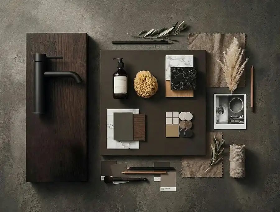 Moodboard svart badrum Nexus