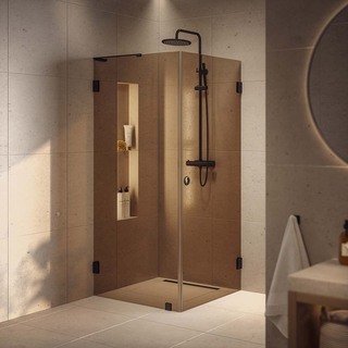 Duschhörn Combi Lynx Bronstonat Glas 90X90 Cm Svart