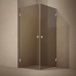 Duschhörn Lynx Bronstonat Glas 100X100 Cm Krom