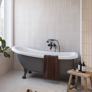 Tassbadkar Sofia 153 Cm Grå/Vit Med Svarta Tassar